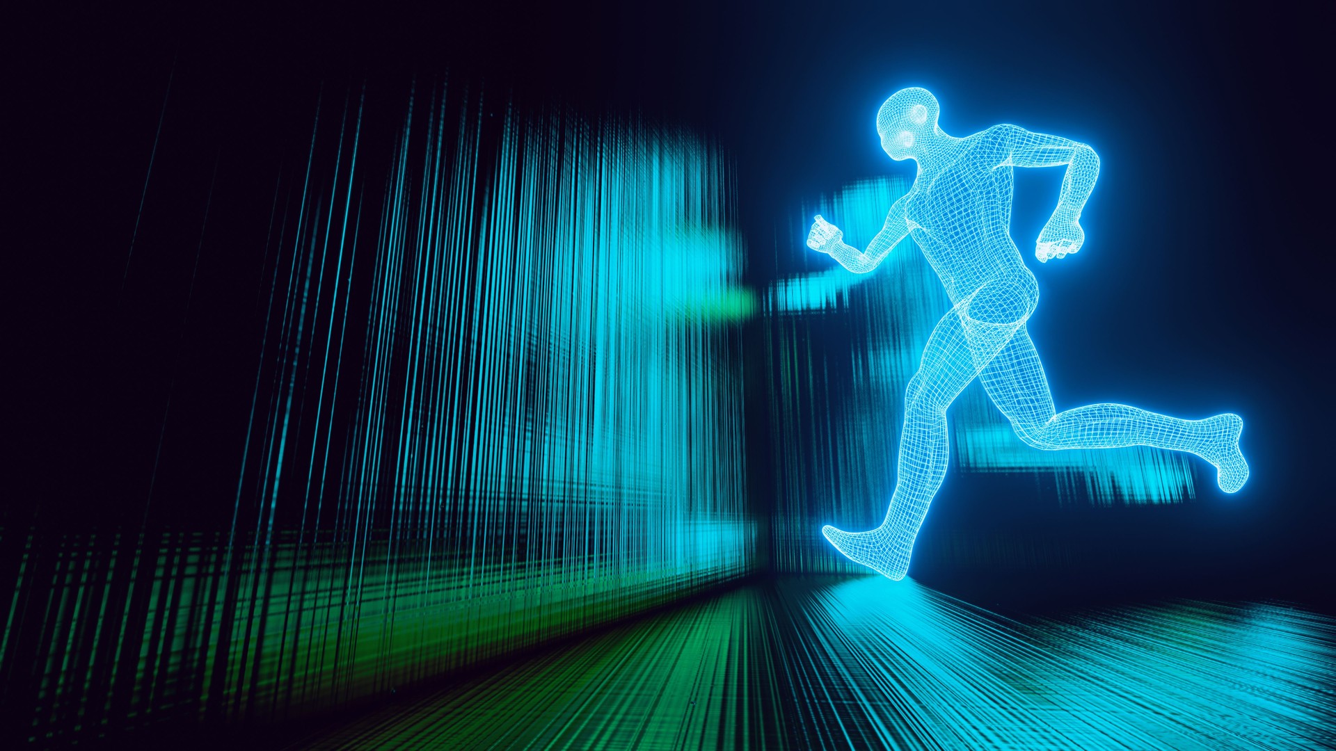 Abstract design of running man in colorful environment